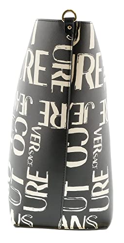 Versace Jeans Couture Black Signature Printed Classic Everyday Large Shopper Tote Bag for womens