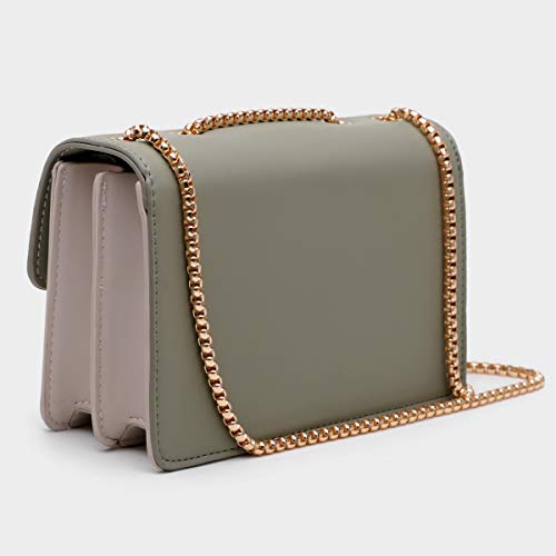 Designer Leather Crossbody Bag - Green Color Block