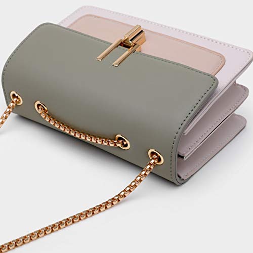 Designer Leather Crossbody Bag - Green Color Block
