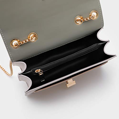 Designer Leather Crossbody Bag - Green Color Block
