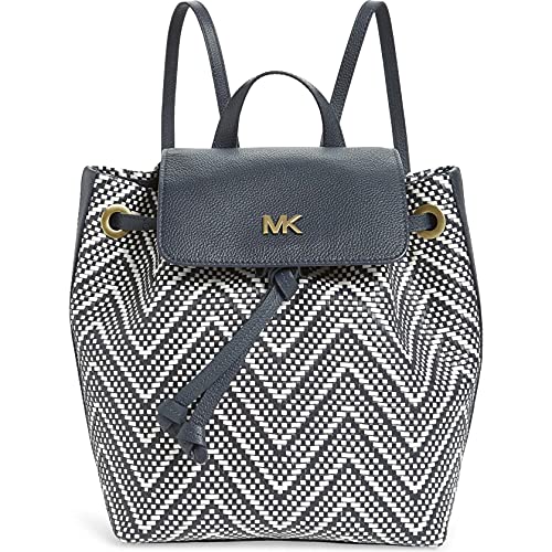 MICHAEL KORS Women's Flap Backpack Leather Black White