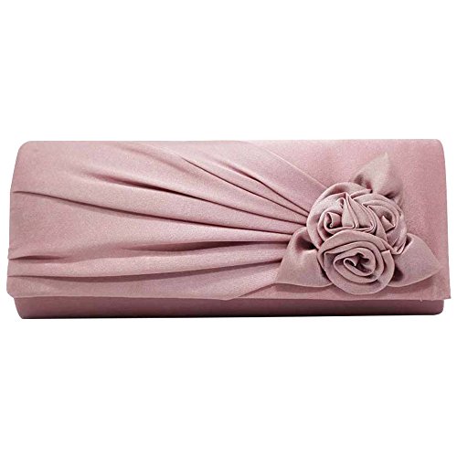 Rose Satin Clutch for Women - Elegant Handbag