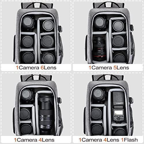 Golkcurx Waterproof Camera Backpack for Photographers in Grey