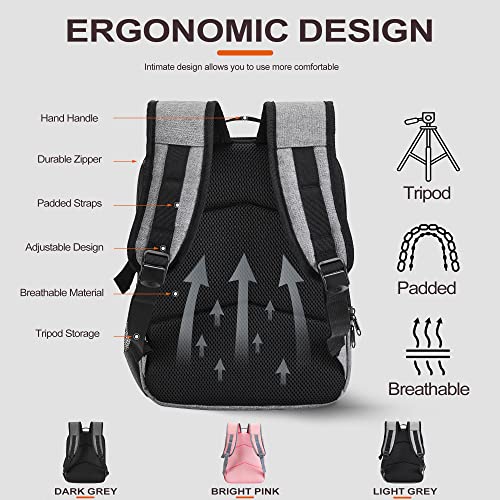 Golkcurx Waterproof Camera Backpack for Photographers in Grey