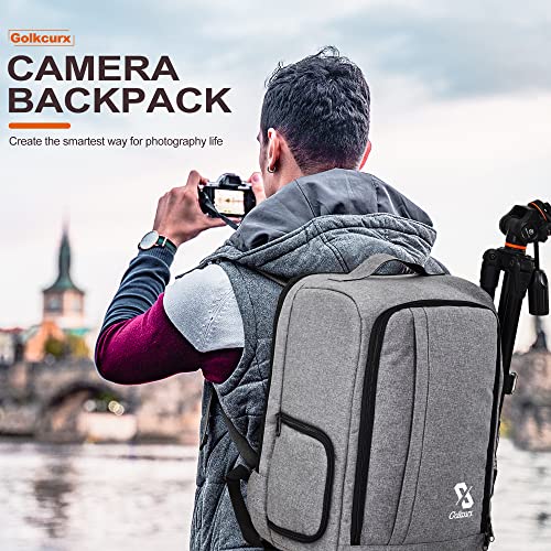 Golkcurx Waterproof Camera Backpack for Photographers in Grey