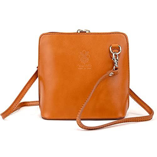 Vera Pelle Leather Crossbody Designer Handbag in Tan