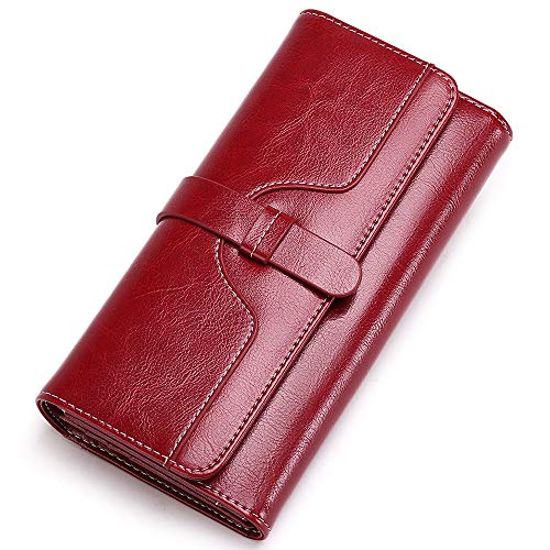 SENDEFN Women's Genuine Leather RFID Blocking Wallet - Multiple Card Slots