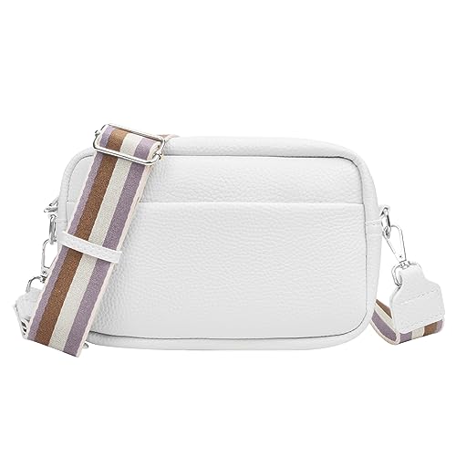 Tibimon White Leather Crossbody: Small & Multipurpose