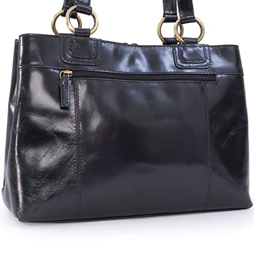 Vintage Leather Tote/Shoulder Bag for Women - Black