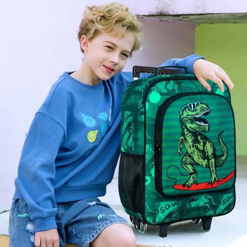 Dinosaur Print Kids Rolling Suitcase for Boys