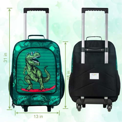 Dinosaur Print Kids Rolling Suitcase for Boys