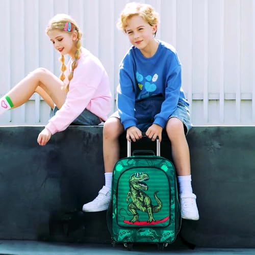 Dinosaur Print Kids Rolling Suitcase for Boys