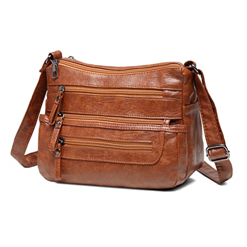 Hanaso Small Crossbody Bag: Brown PU Leather Handbag