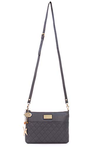 Designer Quilted Leather Cross Body Handbag - Black