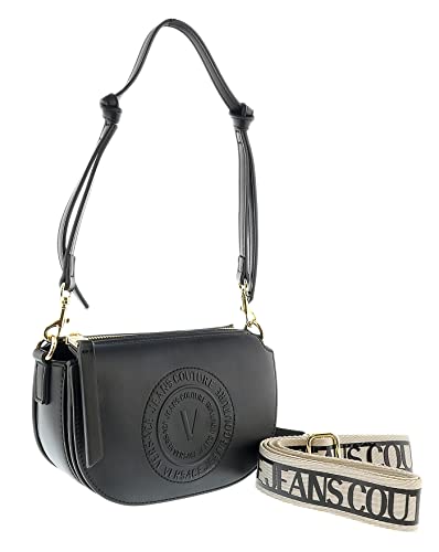 Versace Jeans Couture Black Classic Medallion Embossed Medium Crossbody Bag for womens
