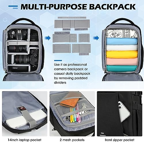 Lubardy Camera Bag: Professional DSLR Backpack, Black