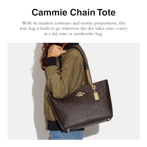COACH Women's Cammie Leather Chain Tote in Brown/Black