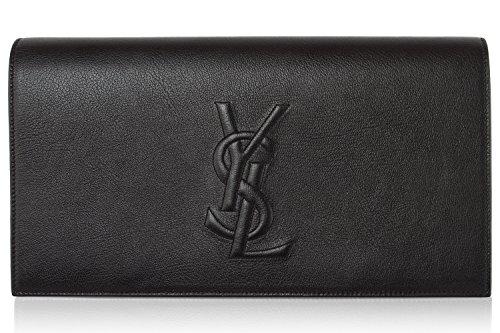 YSL Yves Saint Laurent Large Black Leather Clutch
