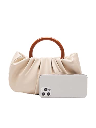Verdusa Women's Ruched Small Beige Clutch Handbag