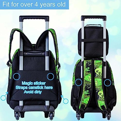 Boy's Rolling Dinosaur Backpack Set: 3PCS School Bag