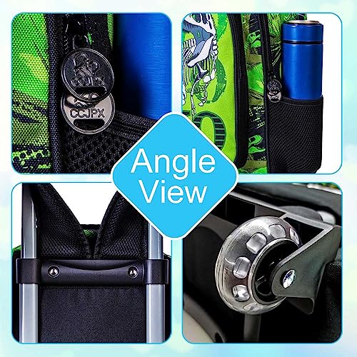 Boy's Rolling Dinosaur Backpack Set: 3PCS School Bag