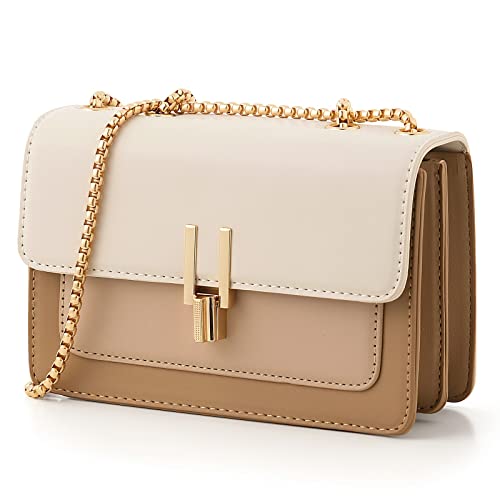 Trendy Designer Crossbody Bags - Beige White Color-Block