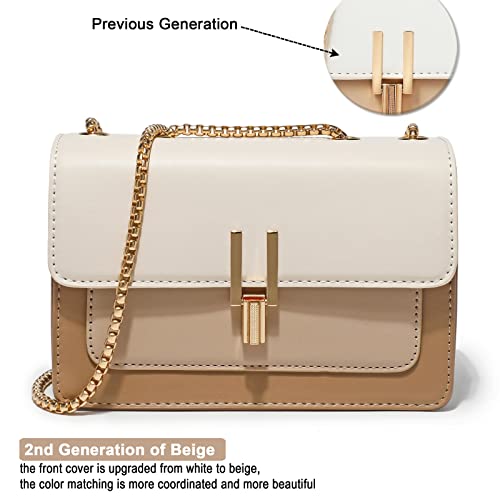 Trendy Designer Crossbody Bags - Beige White Color-Block