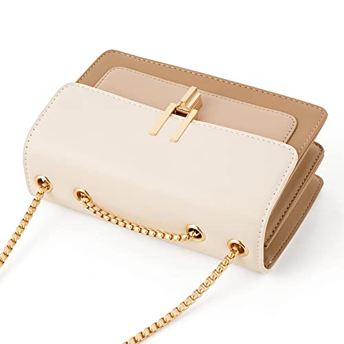 Trendy Designer Crossbody Bags - Beige White Color-Block