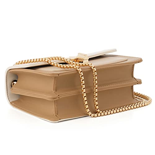 Trendy Designer Crossbody Bags - Beige White Color-Block