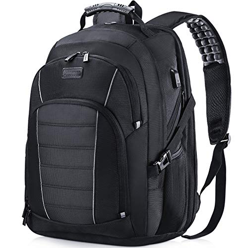 Large Laptop Backpack, 17 Inch, USB Charging Port, Durable, Unisex Black