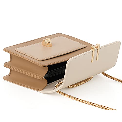 Trendy Designer Crossbody Bags - Beige White Color-Block