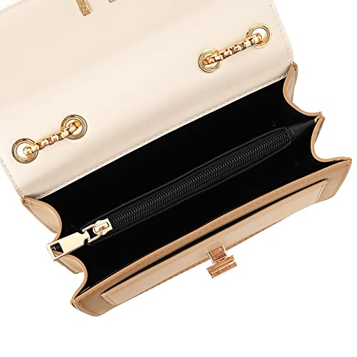 Trendy Designer Crossbody Bags - Beige White Color-Block