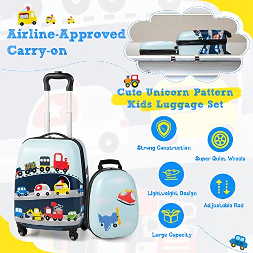 HONEY JOY Kids Luggage Set, 12" Backpack & 16" Suitcase