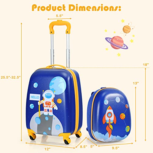 Goplus Astronaut Kids Carry On Luggage Set - 2PCS