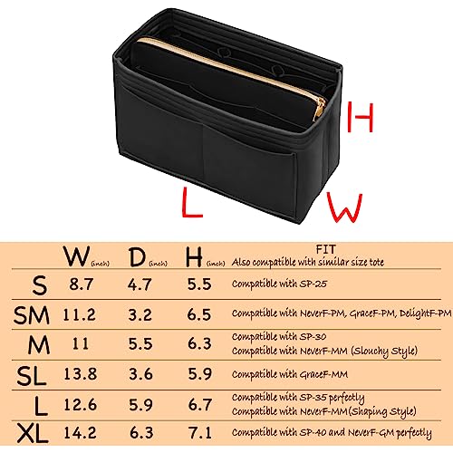 Black Felt Handbag Organizer - Small