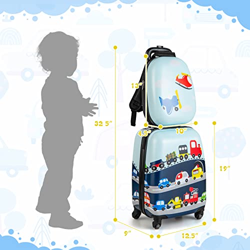 HONEY JOY Kids Luggage Set, 12" Backpack & 16" Suitcase