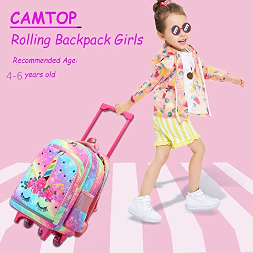 CAMTOP 18 Inch Girls Rolling Backpack with Wheels