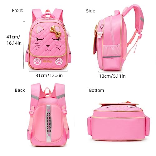Cat-face Print Designer Wheeled Backpack for Girls