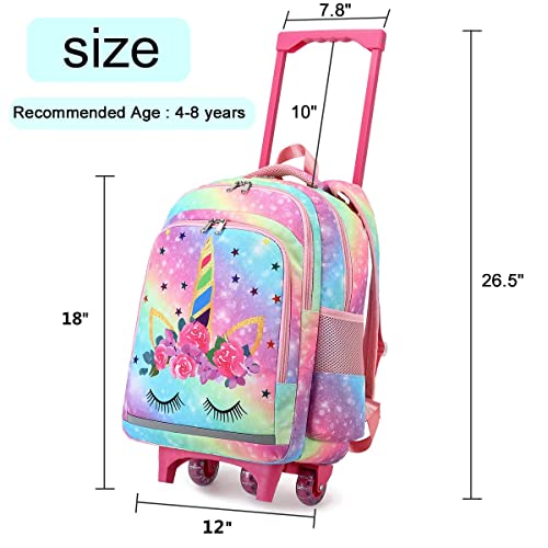 CAMTOP 18 Inch Girls Rolling Backpack with Wheels