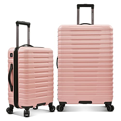 Pink Designer Handbag with Spinner Wheels and USB Port