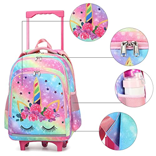 CAMTOP 18 Inch Girls Rolling Backpack with Wheels