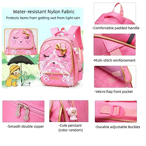 Cat-face Print Designer Wheeled Backpack for Girls