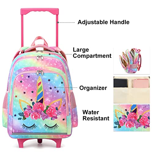 CAMTOP 18 Inch Girls Rolling Backpack with Wheels