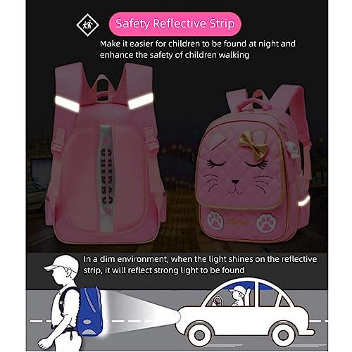 Cat-face Print Designer Wheeled Backpack for Girls