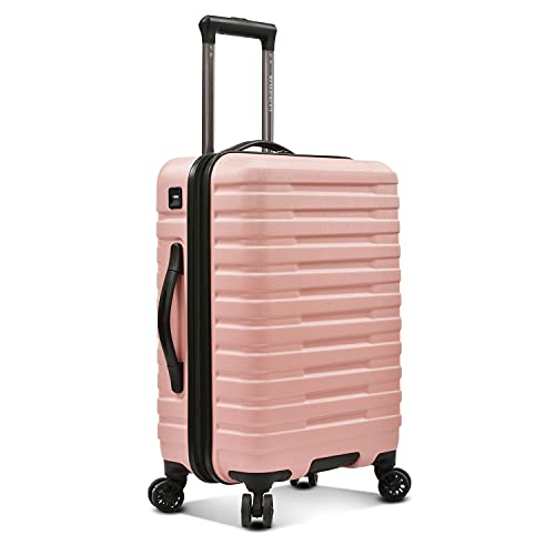 Pink Designer Handbag with Spinner Wheels and USB Port