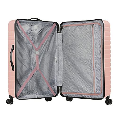 Pink Designer Handbag with Spinner Wheels and USB Port