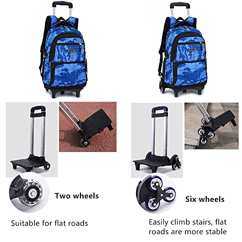 LAMOGRAFY Camo Kids Rolling Backpack Trolley - Blue