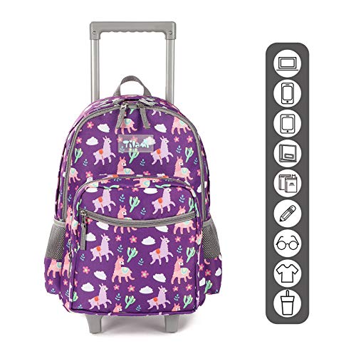 Purple Alpaca Designer Handbag with Wheels