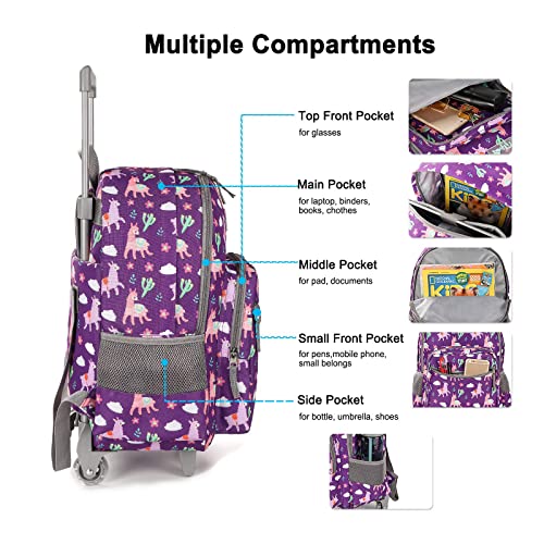 Purple Alpaca Designer Handbag with Wheels