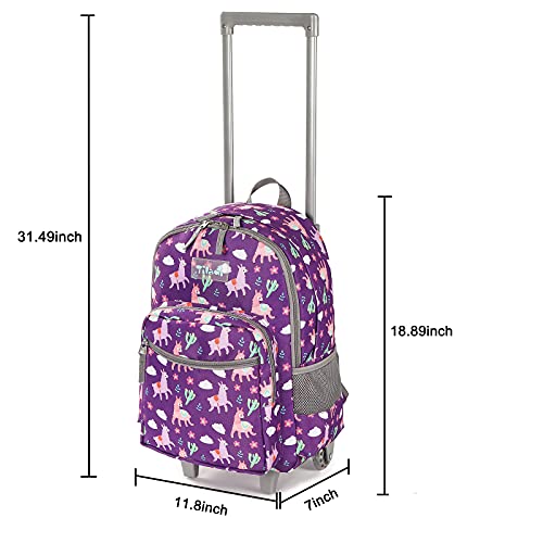 Purple Alpaca Designer Handbag with Wheels